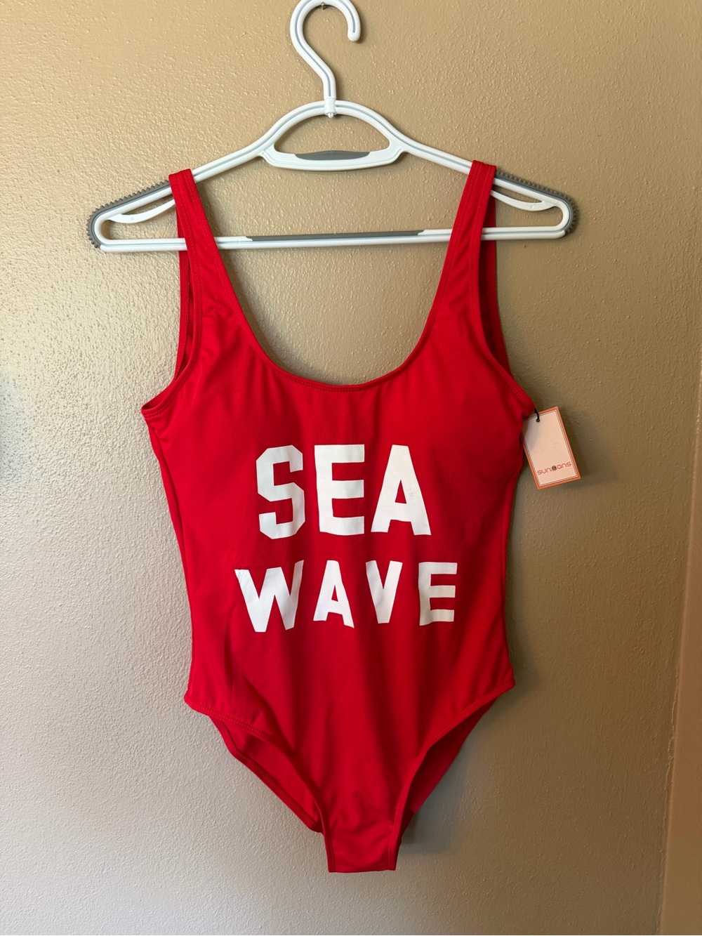 Women’s Large Red "SEA WAVE" One-Piece Swimsuit
